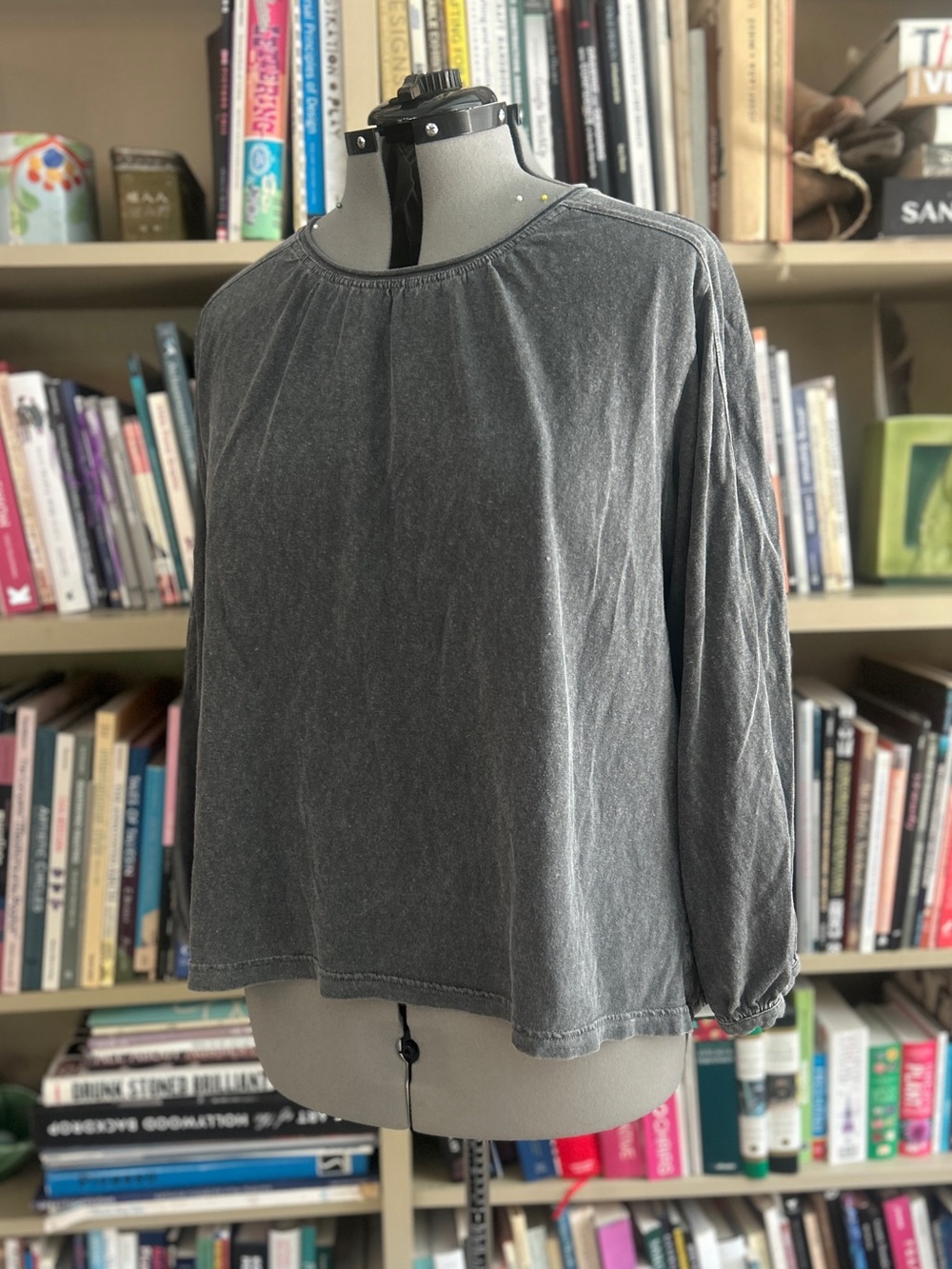 Poetry Hemp Organic Cotton Washed Gray Relaxed Long Sleeve Top | US 16